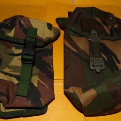 LOT DE 2 POCHES POUR GILET DE COMBAT  DE L'ARMEE ANGLAISE CAMOUFLAGE FEUILLAGE , FABRICATION DE 2010