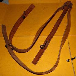 BRELAGE CUIR MILITAIRE DE L'ARMEE FRANCAISE , MODELE ANCIEN , FABRICATION FRANCAISE , BON ETAT  VOIR