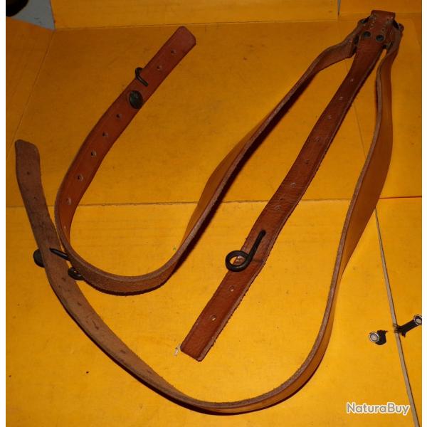 BRELAGE CUIR MILITAIRE DE L'ARMEE FRANCAISE , MODELE ANCIEN , FABRICATION FRANCAISE , BON ETAT  VOIR