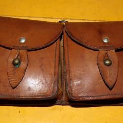 CARTOUCHIERE DE MAS 36 ETUI EN CUIR DE 1947  DE L'ARMEE FRANCAISE PERIODE GUERRE INDOCHINE ET ALGERI