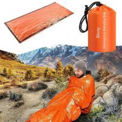 Sac de Couchage de Survie Mylar Imperméable, Couverture Thermique d'Urgence Camping Randonnée Orange