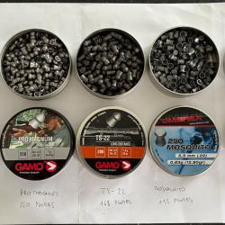 Lot de 850 plombs calibre 5,5 grammages variés, idéal pour test, plinking