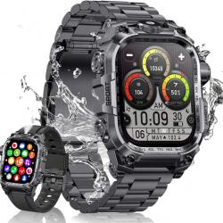 Montre Connectée Homme 2.01'' HD Smartwatch Militaire avec Appels Bluetooth Torche LED 650mAh 150+ M