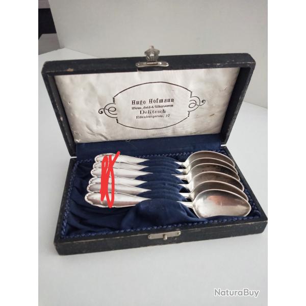 6 petites  cuillres en mtal argent allemande ww2