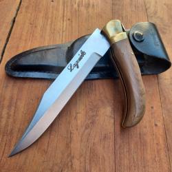 Magnifique Couteau de Chasse à la d estaing LAGUIOLE avec Étui en cuir Manche en Bois