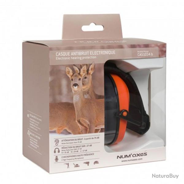 Casque Antibruit lectronique Num Axes CAS1034 Orange - Rduction Active du Bruit - Confort et Scur