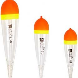 Lot de 3 Flotteurs pour Carnassier Transparent 10-25 g Pêche Aux Vifs Brochet Sandre