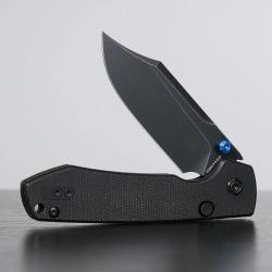 Couteau Vosteed Raccoon Top Liner Lock Lame Bowie Acier 14C28N Manche Micarta Noir KIVT VOSA2910
