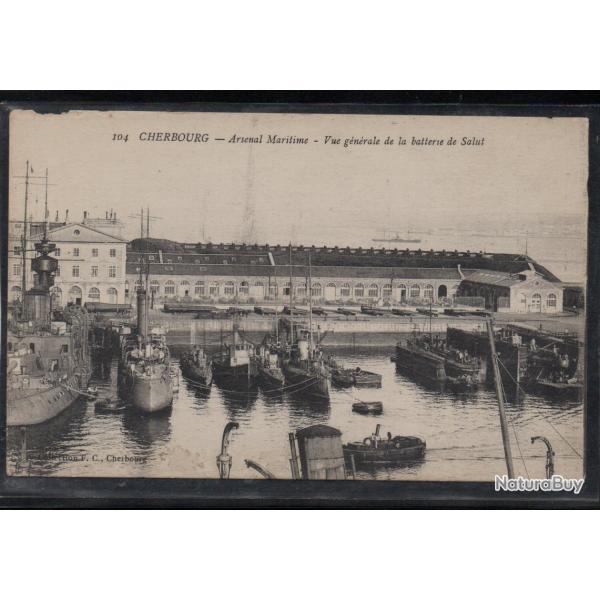 CPA - Marine Militaire - CHERBOURG -Arsenal Maritime- Vue generale de la batterie de Salut  N3815