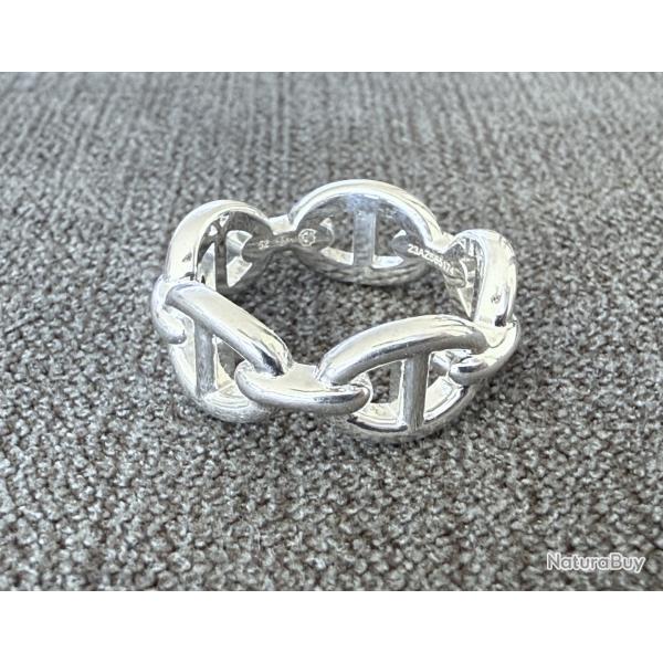Bague HERMES neuve en argent - chaine d'ancre - taille 52 - Herms