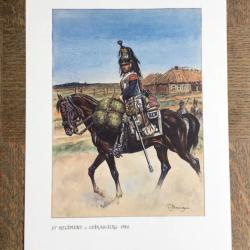 PLANCHE EMPIRE BENIGNI - CAVALERIE 14° RÉGIMENT DE CUIRASSIERS 1812 (support épais pour encadrement)