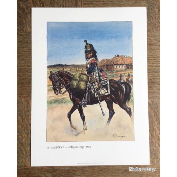 PLANCHE EMPIRE BENIGNI - CAVALERIE 14 RGIMENT DE CUIRASSIERS 1812 (support pais pour encadrement)