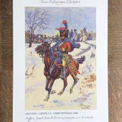 PLANCHE EMPIRE BENIGNI - CHASSEURS A CHEVAL DE GARDE IMPÉRIALE 1805 (support épais pour encadrement)