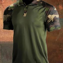 Camouflage Pattern Print Men's Slim Classic Simple Short-Sleeved Raglan Short-Sleeved Polo Shirt - g
