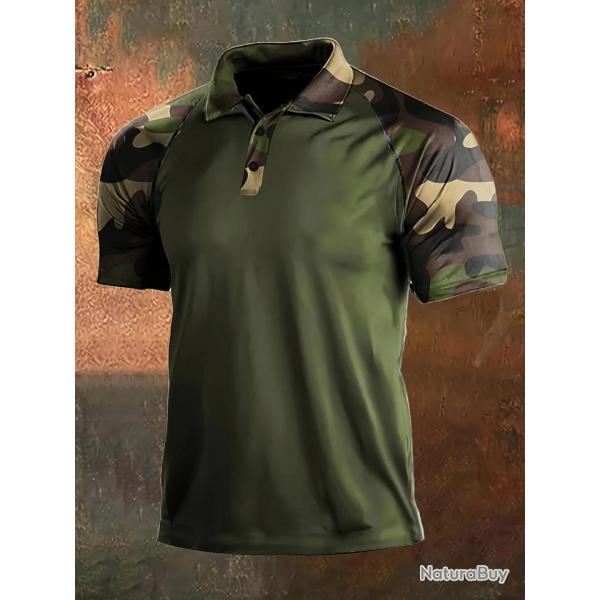 Camouflage Pattern Print Men's Slim Classic Simple Short-Sleeved Raglan Short-Sleeved Polo Shirt - g