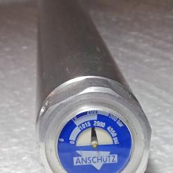 Cartouche longue d'air comprimé Anschütz en aluminium (cartouche argent et fond manomètre bleu)