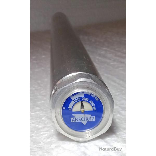 Cartouche longue d'air comprim Anschtz en aluminium (cartouche argent et fond manomtre bleu)