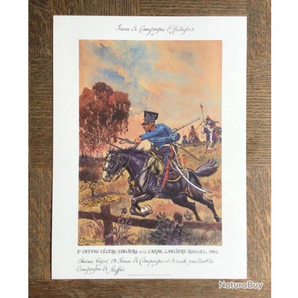 PLANCHE EMPIRE BENIGNI - 2 CHEVAU-LEGERS-LANCIERS DE LA GARDE 1812 (support pais pour encadrement)