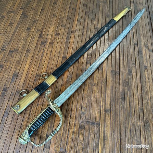 SABRE 1837-91 D'OFFICIER DE MARINE FOURBISSEUR LACROIX PARIS LAME COULAUX KLINGENTHAL