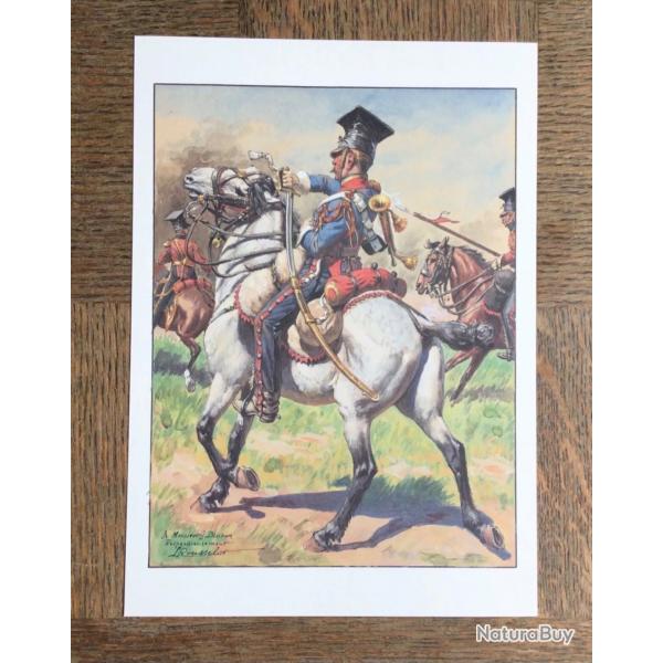PLANCHE EMPIRE ROUSSELOT  TROMPETTE 2 CHEVAU-LGERS-LANCIERS garde 1812 (support pais encadrement)