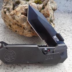 Couteau Tactical Smith&Wesson M&P Tanto Serra Lame Acier 4034 Manche Alu Brise Vitres SWMP9BTS