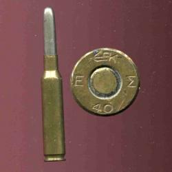 6.5 x 54 Mannlicher Grec - beau marquage militaire : E EK Sigma 1940 - balle nickel arrondie