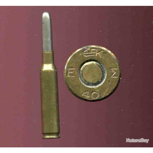 6.5 x 54 Mannlicher Grec - beau marquage militaire : E EK Sigma 1940 - balle nickel arrondie