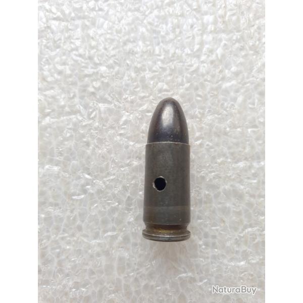 Cartouche 9mm allemande neutralise en acier laqu, ogive noire (65.SO)