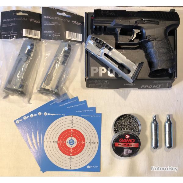 VENDS WALTHER PPQ M2 "PACK STARTER" PLOMB CO2 + 2 CHARGEURS