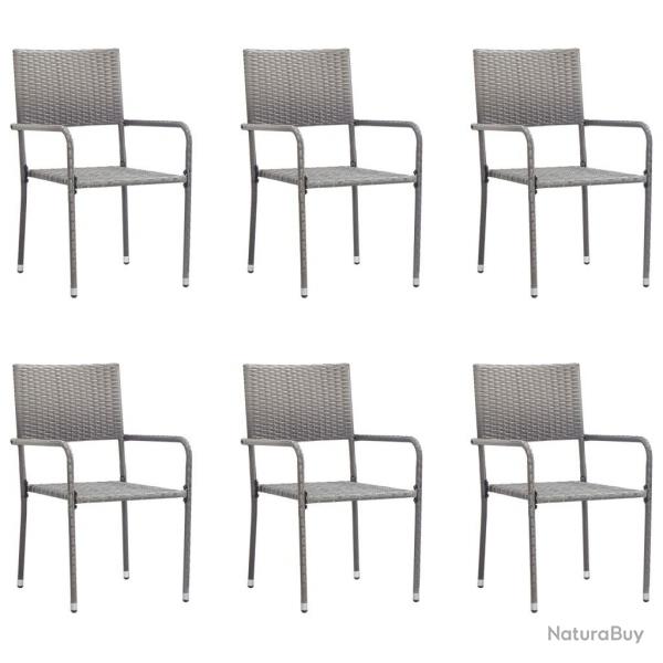 Chaise  dner de jardin empilable lot de 6 gris rsine tresse