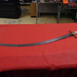 Sabre lame courbe type damas , garde ivoire ou os , Occasion sans Prix de Réserve