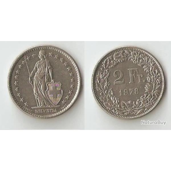 2 FRANCS SUISSE(HELVETIA)le personnage allgorique fminin suisse, vtue d'une toge, tient une lance