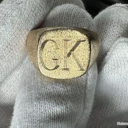 Lourde chevalière or massif 14 carats - bague homme - taille 66