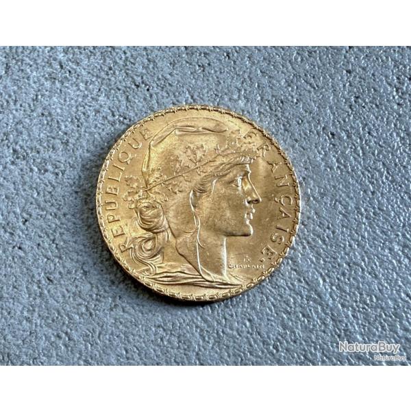 Pice 20 francs or - 1908 (Louis d'or) - France - Marianne - coq