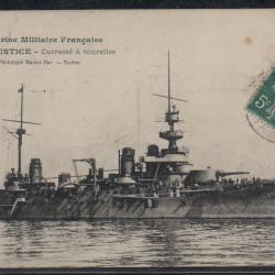 CPA - MARINE MILITAIRE FRANÇAISE -"JUSTICE " Cuirasse tourelles N°3832