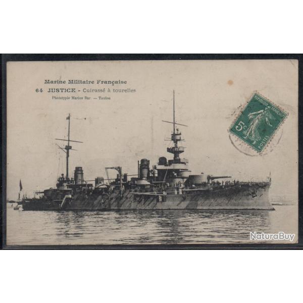 CPA - MARINE MILITAIRE FRANAISE -"JUSTICE " Cuirasse tourelles N3832