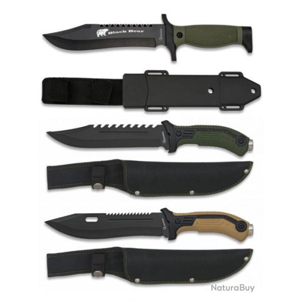 Lot de 3 poignards Couteaux de survis chasse avec fourreau