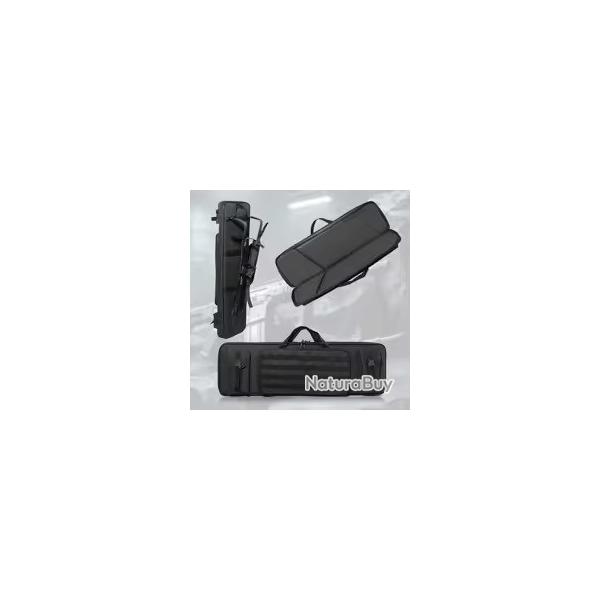 Double tui Tactique de Fusil Pistolet Sac  Dos Rembourr  Airsoft Tir Chasse Transport 120 cm Noir
