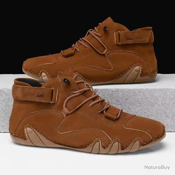 Chaussures Homme t Rtro - Mocassins Cuir Respirant, tanches, Confortables, Ville, Rando Marron
