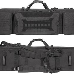 Sac à Dos Tactique Rembourré Carabines Longues Double Capacité Étui Souple Polyvalent Chasse Noir