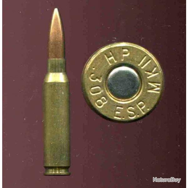 .308 E.S.P MK II - RARE cartouche de prcision - marquage : HP .308 ESP MKII - tui 49.6 mm