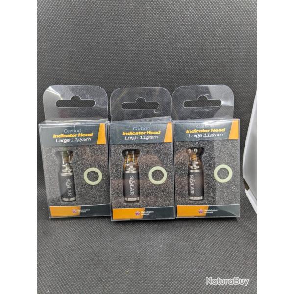 Lot SOLAR TACKLE /indicateur head 11 grs / carbon ( X3 PCS ) .