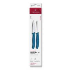6.7692.2C1 Set 2 couteaux office Victorinox SwissClassic bleu 8cm à dents/lisse