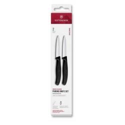 6.7693.2 Set 2 couteaux office Victorinox SwissClassic noir 8cm à dents/lisse