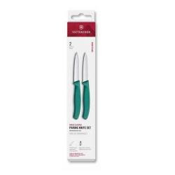 6.7694.2C1 Set 2 couteaux office Victorinox SwissClassic vert 8cm à dents/lisse