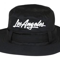 Chapeau Bob Los Angeles Noir - Grand Bob Safari Streetwear Large Bord en Coton Taille unique Noir