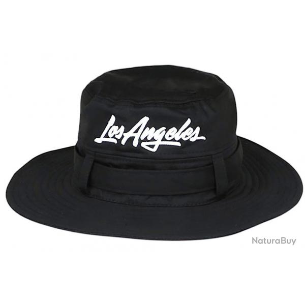 Chapeau Bob Los Angeles Noir - Grand Bob Safari Streetwear Large Bord en Coton Taille unique Noir