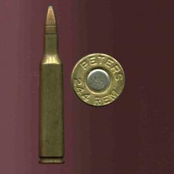 .244 Remington - PETERS - balle cuivre pointe plomb - étui laion de 56.5 mm de long
