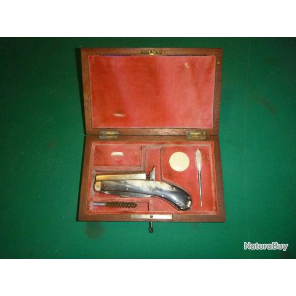 Trs beau COUTEAU PISTOLET ANGLAIS J. RODGERS en cal 8mm avec son moule a balle et accessoires