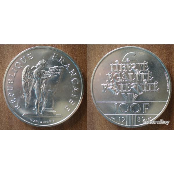 France 100 Francs 1989 Droits de l Homme Piece Commemo Argent